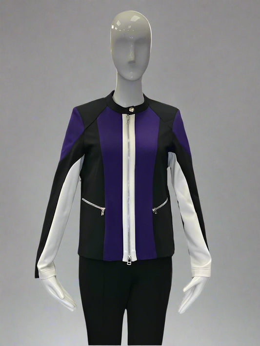 Abstract Moto Zipper Stretch Jacket