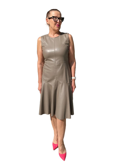 TAUPE FAUX LEATHER DRESS