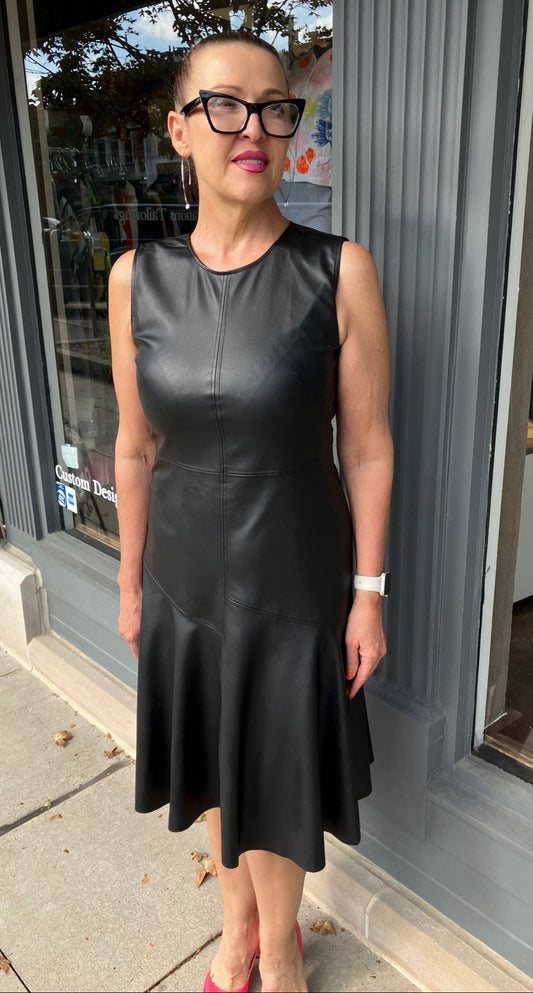 BLACK FAUX LEATHER DRESS