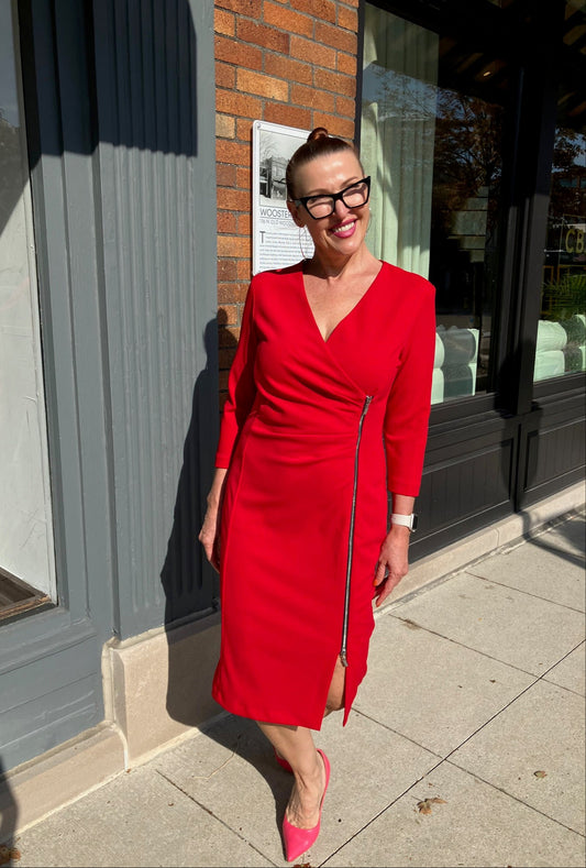 SCAPA RED ZIPPER DRESS