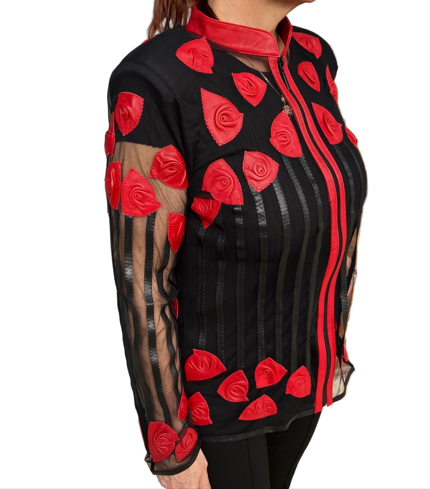 RED ROSES LAMB LEATHER JACKET