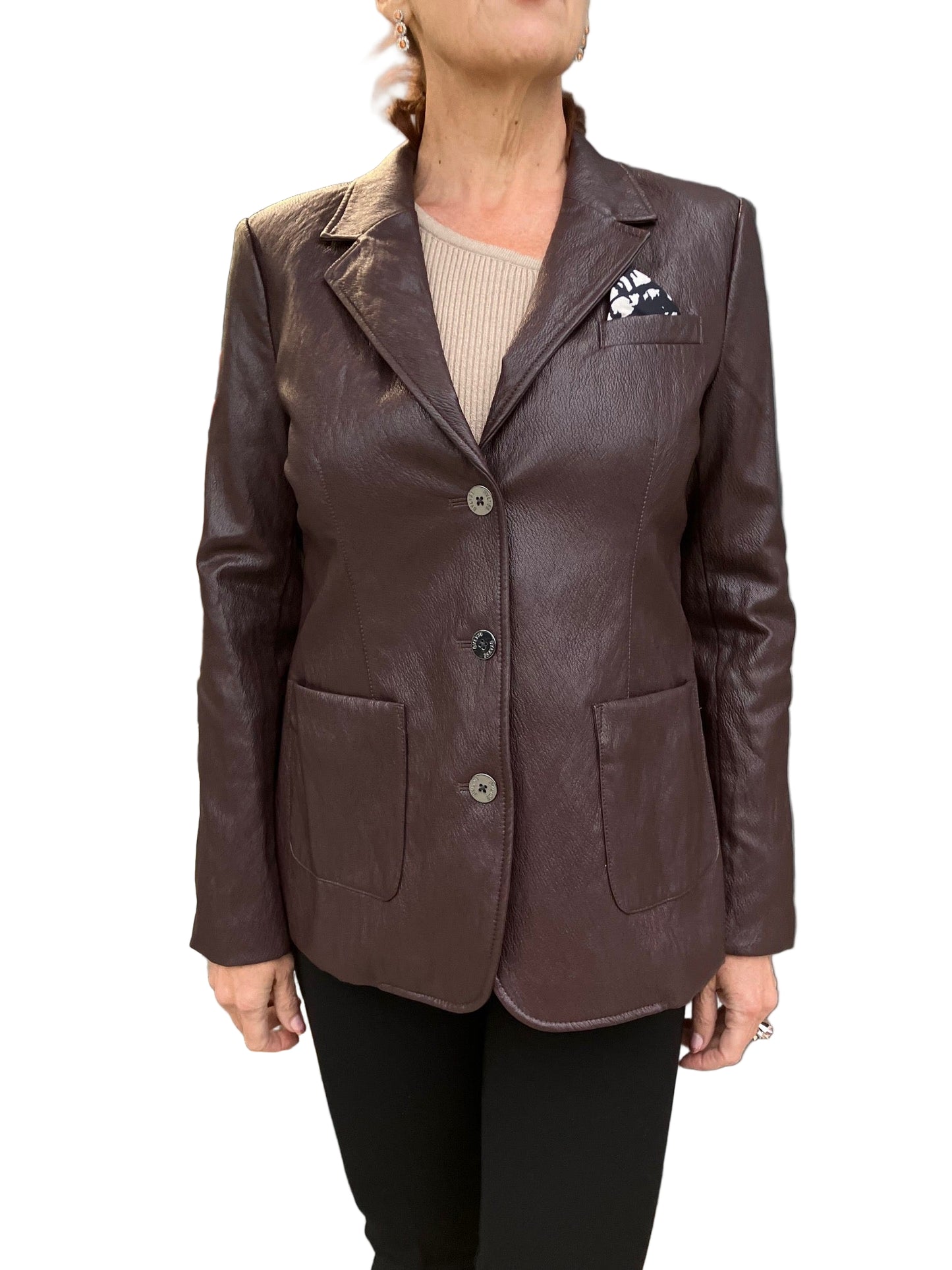 Plum Vegan Leather Blazer