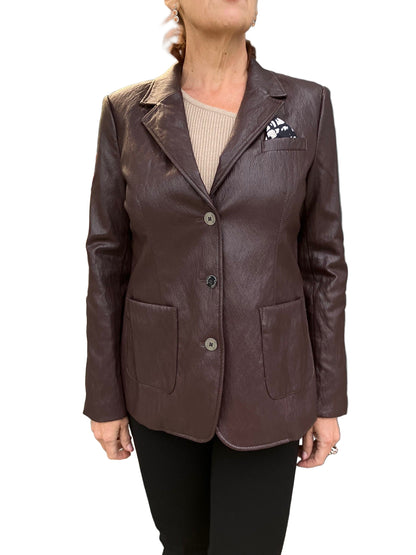 Plum Vegan Leather Blazer