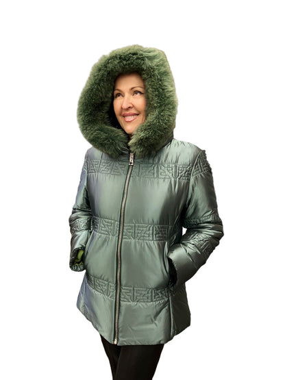 DI BELLO FOX TRIM SKI JACKET - GREEN