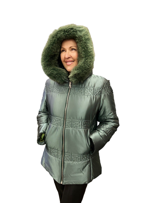 DI BELLO FOX TRIM SKI JACKET - GREEN