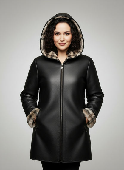 BLACK SHEARLING TOPCOAT