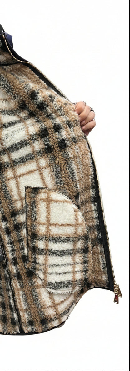 BLACK SHEARLING TOPCOAT