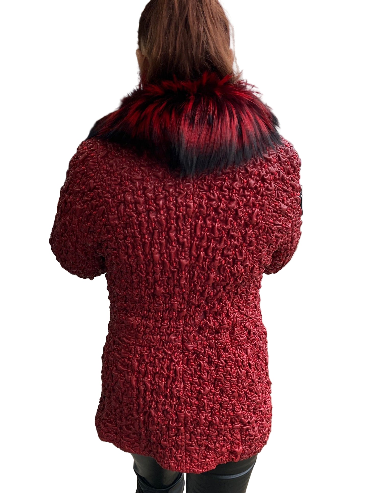 STRETCH LEATHER FOX RED OMBRE COAT