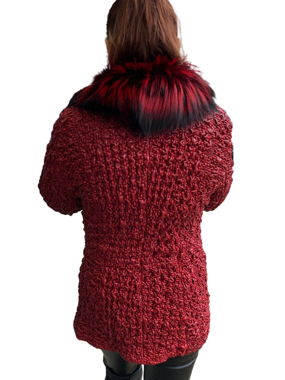 STRETCH LEATHER FOX RED OMBRE COAT