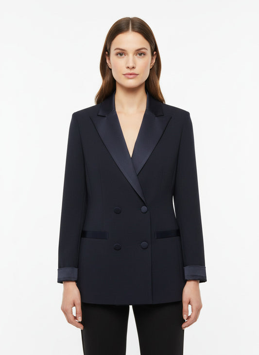 Satin  Tuxedo Black Blazer