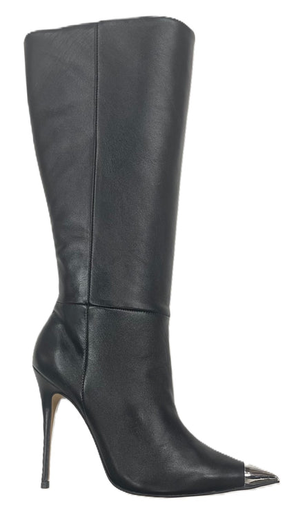 Knee-High Pointed Toe Leather Boots