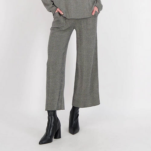 Wide leg herringbone pant