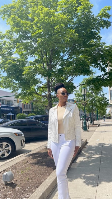 White Ultra Suede Lace Jacket