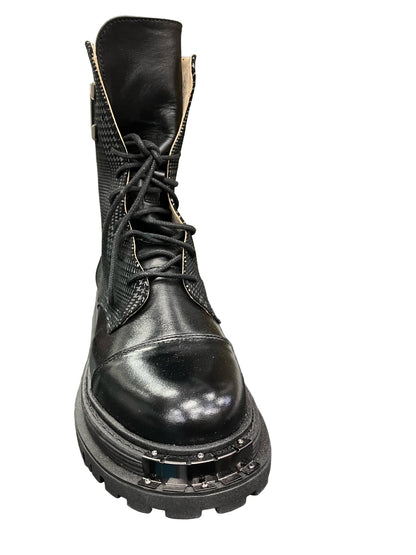 Double Platform Plaid Combat Boot