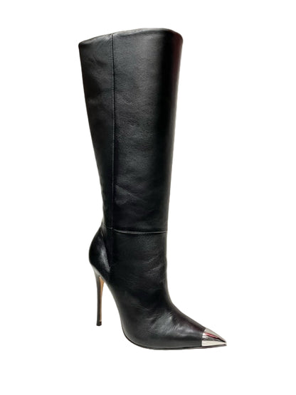 Knee-High Pointed Toe Leather Boots