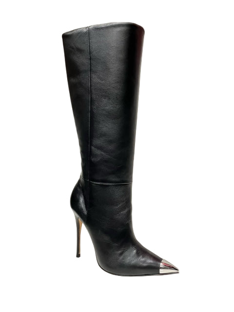 Knee-High Pointed Toe Leather Boots